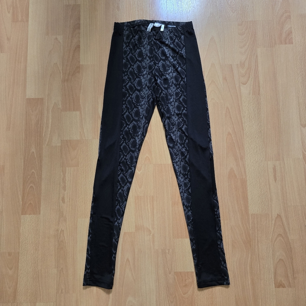 H&M black gray snake panel leggings size 4 xsmall